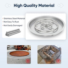 25 Inch Round Drop-in Fire Pit Pan Kit with Burner Ring and Spark Ignition