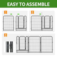 Metal Garden Fence with 42 Panels 6 Gates Outdoor Dog Fence 108ft (L)×40in (H) Decorative Pet & Animal Barrier, Garden and Yard Fencing，Black-Silver