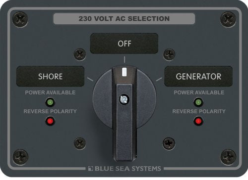 Blue Sea Systems AC Rotary Switch Panel 65 Ampere 2 Position + OFF 2 Pole