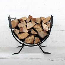 DJVHSRI Firewood Rack Metal Curved Log Holder with Legs, Heavy Duty Outdoor & Indoor Fireplace Wood Storage Stand,