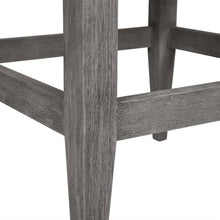 Outdoor Escape Gray Eucalyptus Wood Outdoor Patio Counter Stool with Cushions, Modern Square Seat, Durable Frame, Comfortable Gray Olefin Cushions