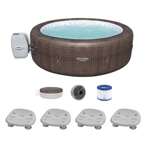 Bestway Coleman St Moritz AirJet Inflatable Hot Tub with EnergySense Cover & 4-Pack SaluSpa Non-Slip Spa Seat