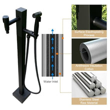 DOIBG 304 Stainless Steel Standing Freestanding Garden Water Column, Cylindrical Outdoor Water Column with Tap, for Family Garden Terrace Park-Silver-60cm/24in