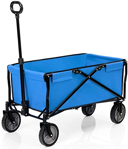 Outdoor Coapsible Utility Wagon Heavy Garden Portable Hand Cart for Outdoor Beach Garden ping Camping Picnic (Color : Red) (Blue)
