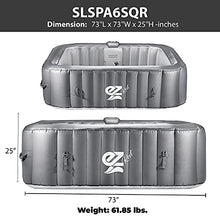 SereneLife Portable Hot Tub 6-Person Square Inflatable Spa with 130 Bubble Jets, LED Lights