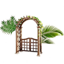 MELPHI Wooden Garden Arch, Outdoor Garden Arch with Double Gate, Garden Arbor for Various Climbing Plant, Outdoor Garden Lawn