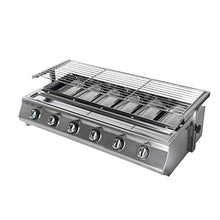 AFPSDLFJDLS 6 Burner BBQ Grill Stainless Steel Outdoor Roaster Stove Camping Courtyard Party Kebab Meat Glass Cover