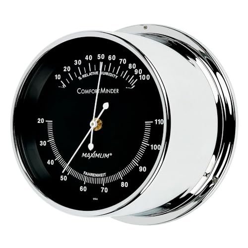 Maximum Comfortminder Humidity & Temperature Instrument - Chrome Case, Black Dial