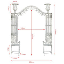 Outdoor Arch Trellis with Arched Bench, Wrought Iron Stand, Garden Decor for Courtyards, Villas, and Homes(A)