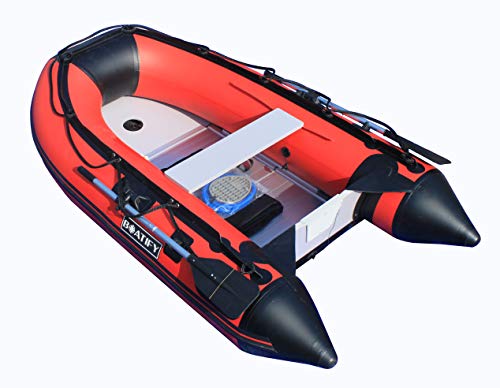 Boatify 8.9 ft Inflatable Dinghy Pontoon Boat with Aluminum Floor Red