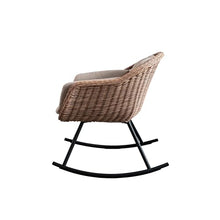 Creative Co-Op Fabric Upholstered Wicker Rocking Chair with Metal Legs and Cushion Natural/Sand