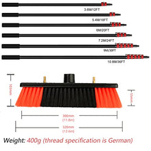 Water Supply Rod kit,Also suitable for photovoltaic and solar panels,32 cm Brush Head Adjustable,Window and Solar Panel Cleaning System with Brush,3.6-10.8mLong Pole,7.2m/24FT