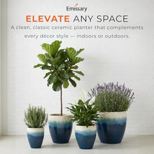 Emissary Home and Garden 13in., 16in., 19in.,23.5in. H Blue Snow Stoneware Round Planters with High-fire Treatment (Set of 4)