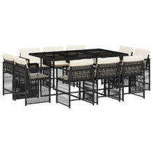 Kaorsrow 11 Piece Garden Dining Set with Rectangular Table and 10 Chairs, PE Rattan Outdoor Patio Furniture Set for 10, Black and Cream White Dining Furniture for Backyard Terrace
