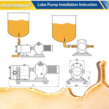 INTSUPERMAI Rotary Lobe Pump Stainless Steel Cam Rotor Pump 300-800L/H Flow for Food/Cosmetic/Chemical, 1M CP Viscosity & Non-Wear Design 220V Three-phase