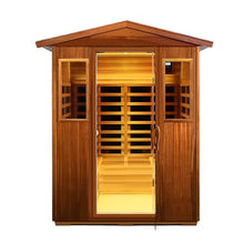 HFYee Infrared Sauna Box 4 Person Indoor Outdoor Sauna Room Natural