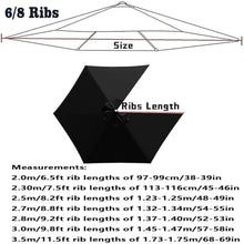 MXJCKSOQ Beige Replacement Parasol Canopy 2.0m/3.0m/3.5m - Waterproof Breathable 6-Rib Umbrella Fabric for Sunshade & Patio Umbrella - Canopy Material,Black-3.5m/6-Ribs