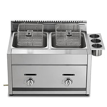 Professional Lpg Gas Fryer, 22 Liter Double Tank Lgp Fryer, Thick Stainless Steel Fryer with Baskets and Lids, Adjustable Firepower and Temperature Control, for Home and Commercial,Redlgp
