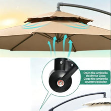 AY8ADYUI Table Market Umbrella,Cantilever Umbrella,Large Outdoor,with Base,8 Sturdy Ribs,Crank and Sturdy Ribs,for Garden, Deck, Backyard, Pool, Turquoise(Pale White)