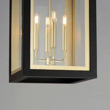 Maxim Lighting Neoclass 4-Light Outdoor Pendant | Black/Gold Finish | Clear Glass Shade | Contemporary Outdoor Pendant for Porches and Entryways | Adjustable Cord Suspension | 30058CLBKGLD