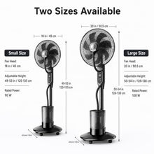 Pedestal Misting Fan with 1.3 Gal Water Tank, Rolling Base, Remote Control