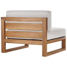 Afuera Living 3-Piece Solid Teak Wood Patio Sofa Set, Natural and White Finish, Water and UV Resistant Cushions, Machine Washable Covers, Modern Outdoor Furniture for Balcony, Patio, Garden, or