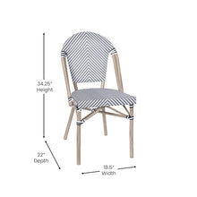 EMMA + OLIVER Massalia Indoor/Outdoor Bistro Set - Black & White Textilene - Light Natural Bamboo Frame