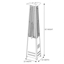 LAVA HEAT ITALIA Lava Lite 92-Inch Patio Heater, Liquid Propane Flame Tower in Hammered Black, 56,000 BTU Italian-Designed Triangle Chassis Outdoor Heater with Borosilicate Glass Column