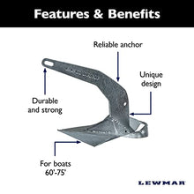 Lewmar Galvanized Steel Epsilon Anchor 88 lbs for Boats 60'-75' Silver