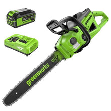 Greenworks 40V 18 in Cordless Electric Chainsaw, 5.0 Ah Battery and Charger