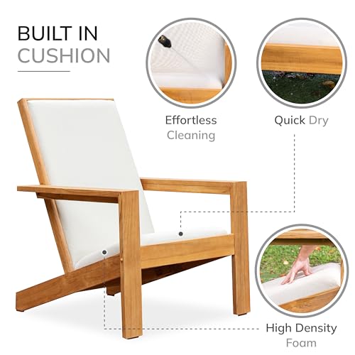 Cambridge Casual Napa Teak Wood Outdoor Adirondack Chair with Quick-Dry Cushion Natural Teak / Textiline Tan