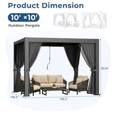 10'×10' Outdoor Louvered Pergola, Aluminum Louvered Pergola Patio with Adjustable Roof for Outdoor Deck, Backyard, Garden (10X10FT)