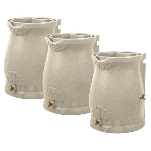 Good Ideas Rain Wizard Urn Shaped Water Collection Barrel 50 Gallon, 3 Pack