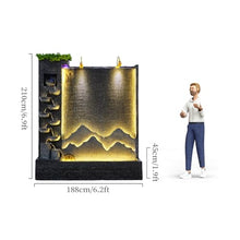 Outdoor Water Fountain with LED Light – Mountain View Decorative Water Feature for Garden, Patio, Yard, Balcony,Shop,Salon, Spa Decoration – Multi-Size Options Available
