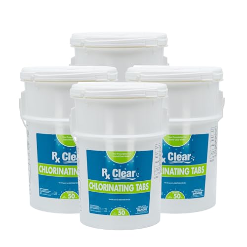 Rx Clear 3" Inch Chlorine Tabs | 200 Pounds (4 x 50 LB Buckets)