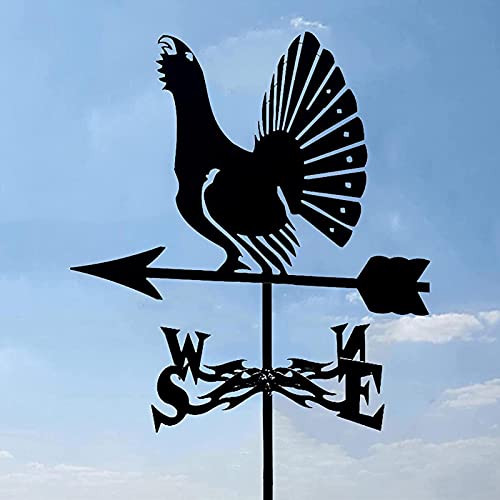 Weathervane Vintage Style Stainless Metal Weather Vane Measuring Tools Wind Vane Weathercock Wind Direction Indicator for Yard Garden Architecture Roof Ornament (Horses) (Peacocks)