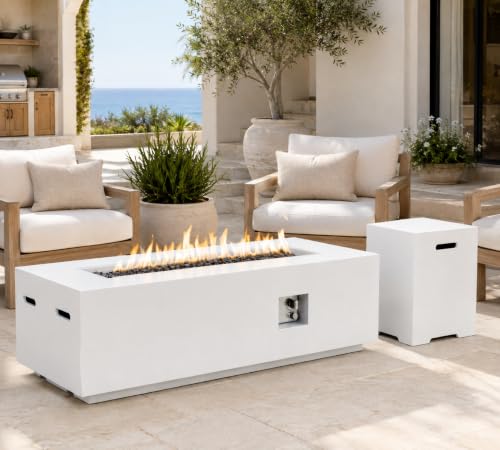 Vaztrlus 60" Propane Fire Pit Table,60,000 BTU,Rectangular,Tank Cover