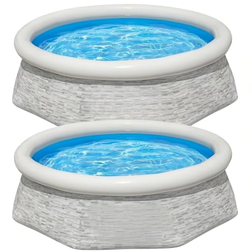 8ft x 24in Round Inflatable Outdoor Swimming Pool with Filter Pump, 2 Pack
