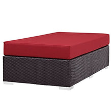 Modern Contemporary Urban Design Outdoor Patio Balcony Rectangle Ottoman, Red, Rattan