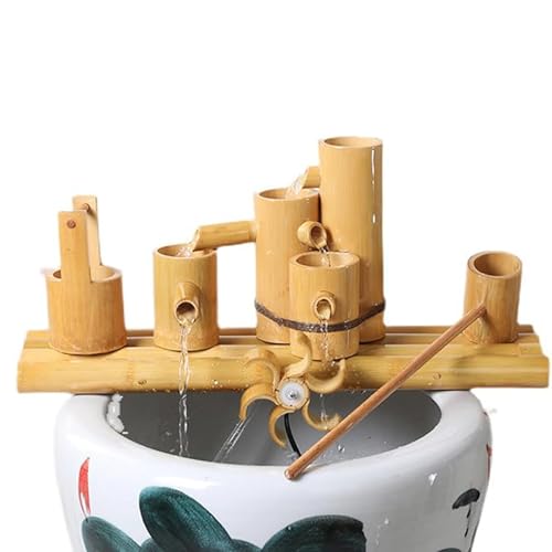 GenSDH Bamboo Fountain Kit with Rotating Water Wheel, Zen Garden Water Feature, Feng Shui Circulating Fountain, Outdoor Pond Landscape Decor, Patio Fish Tank Ornament, 31In,28in(70cm)