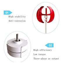 Mdxtog Vertical Wind Turbine Generator 400W, Alternator Windmill Power Motor with Charge Controller for Hybrid Wind Solar System(Red)