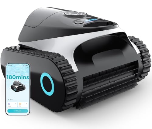 C1 Cordless Pool Cleaner Robot with 180 Mins, Powerful Triple-Motor Suction, Wall & Waterline Deep Cleaning, Smart Paths with APP, Dual-Layer Filtration, for Inground Pools (Obsidian & Ivory)