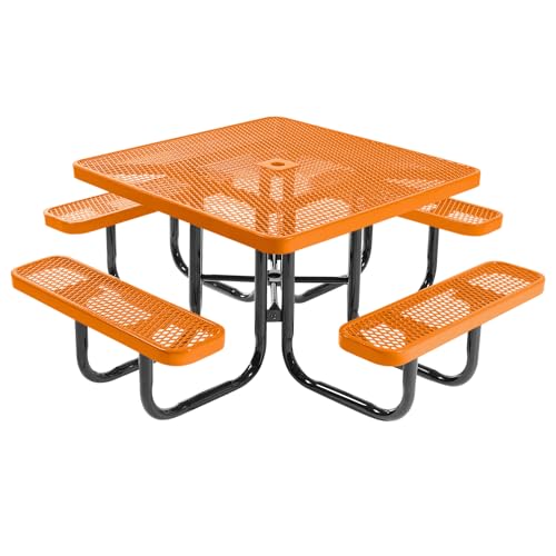 COATEDOUTDOORFURNITURE 46In Square Picnic Table, Expanded, Orange