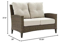 Home Square 2 Piece Outdoor Wicker High Back Loveseat Set Beige