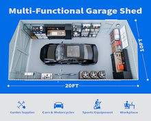 10x20 Outdoor Storage Shed, Extra Large Metal Garage Building, Heavy Duty Steel Car Shed with Side Door & Updated Frame Structure, Waterproof Carport for Car, Truck, Bike, Tool Storage, Dark Gray