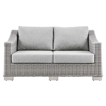 Modway Conway Outdoor Patio Wicker Rattan Loveseat in Light Gray Gray