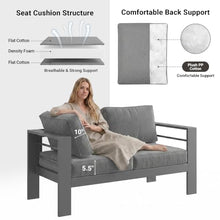 Solaste Aluminum Patio Sofa with Coffee Table,3 PCS Patio Furniture Set with Cushions, All-Weather Outdoor Sofa for Balcony, Deck, Backyard, Porch, Garden, Dark Grey
