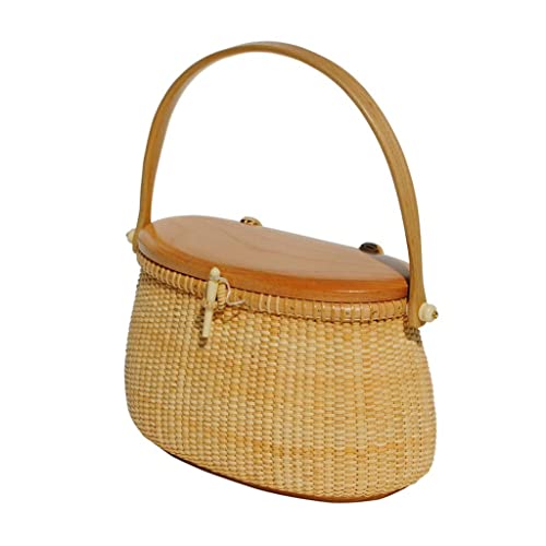 ZYBB Picnic Baskets Hand-Woven Basket Outdoor Vegetable Basket Egg Basket Rattan Fruit Basket 21.5X11x14cm