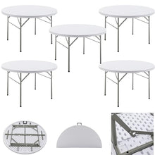 BTEXPERT Set of 5, White 4 Ft 48inch Round Plastic Folding Table Commercial Portable for Banquet Dining Wedding Party Events Home Kitchen Patio Backyard Indoor Outdoor