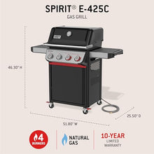 Weber® Spirit® E‑425C Gas Grill, Outdoor Cooking, Natural Gas Grill, Black